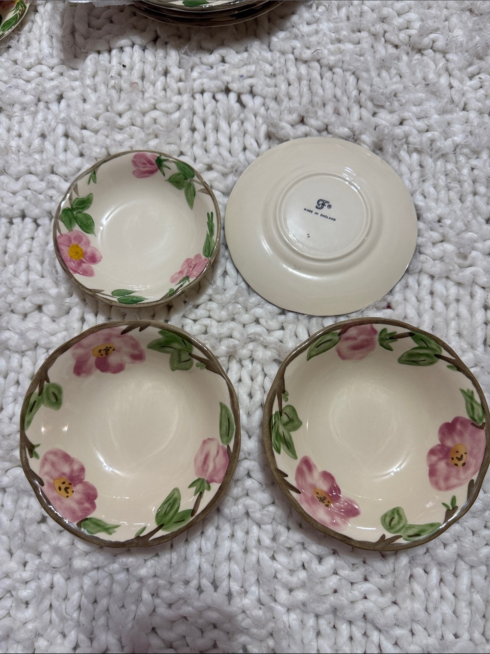 4pcs Berry Bowl/Cereal Bowls/Bread&Butter PlateFRANCISCAN DESERT ROSE England